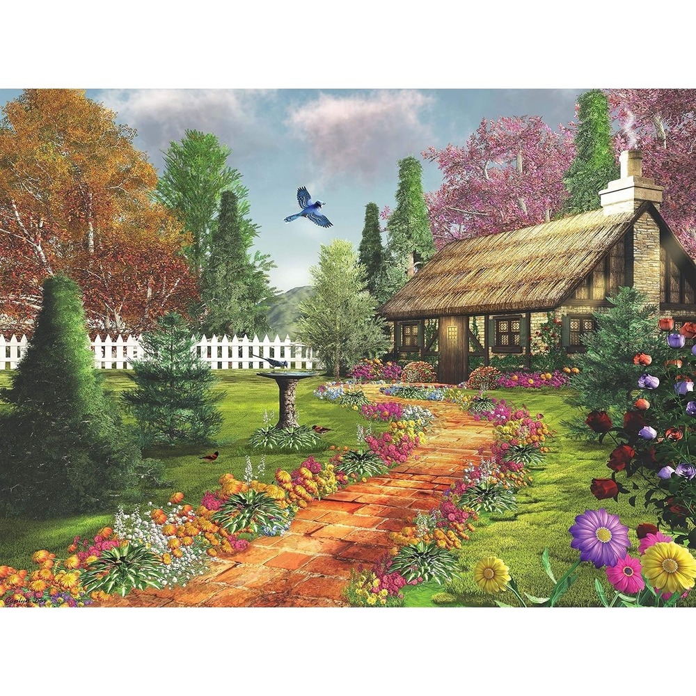 1000 Piece Puzzle Caplyn Dor cottage garden path flowers spring picket fence